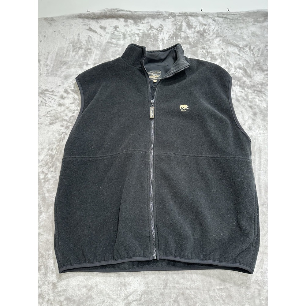 Straight Down Mens Fleece Vest Size XL Black Full Zip High Collar Sleeveless EUC